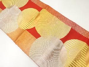 丸文に花模様織出し名古屋帯